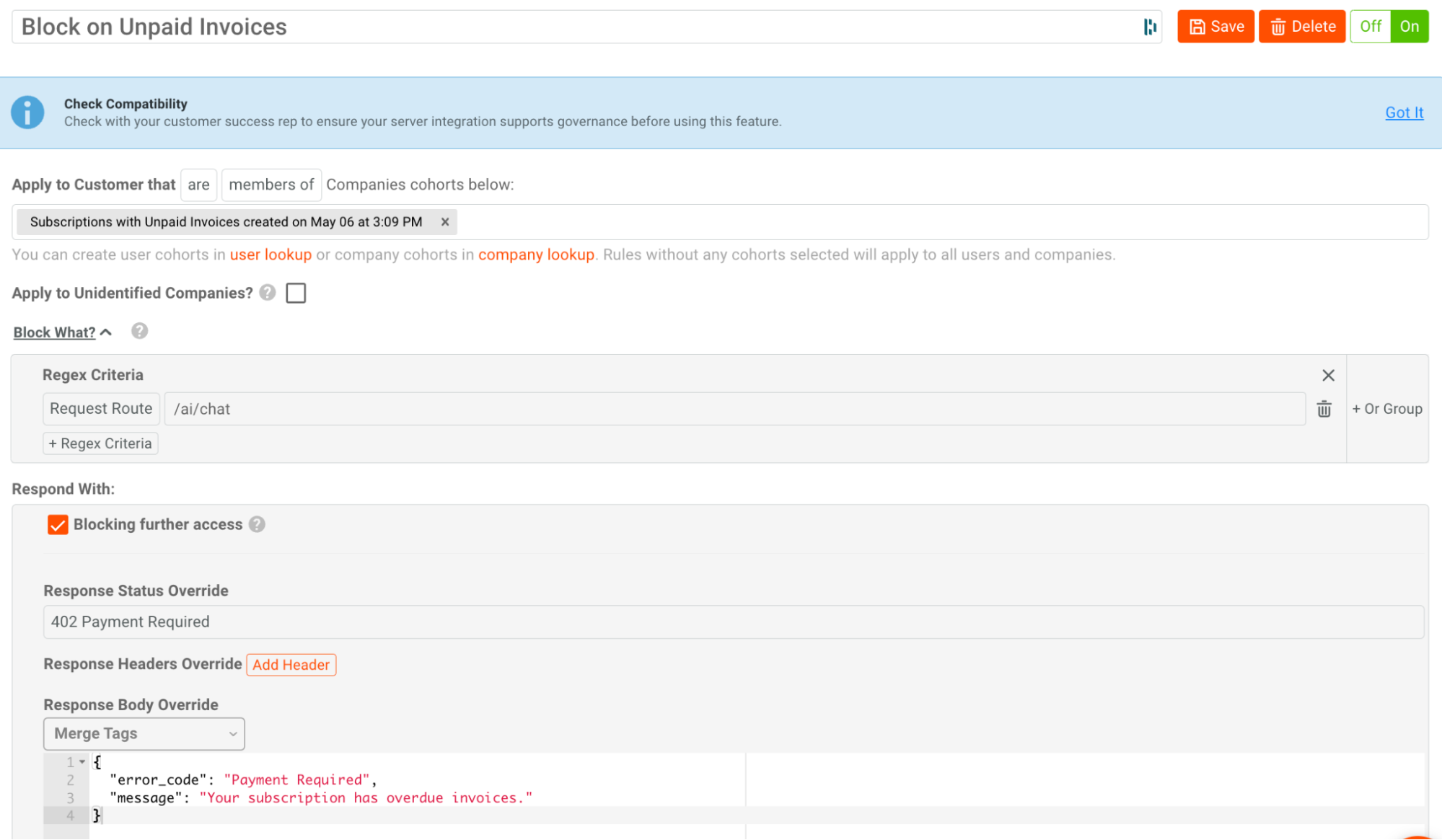 Block Unpaid Invoices