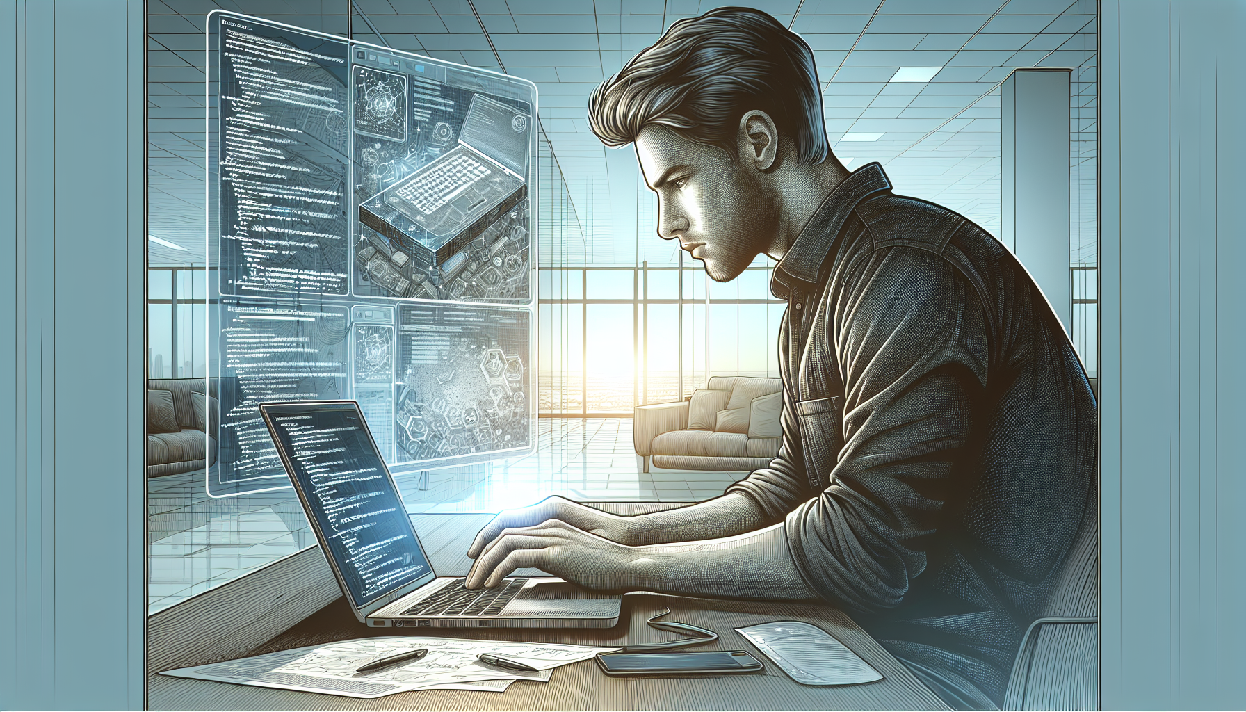 Developer using a laptop to access a developer portal