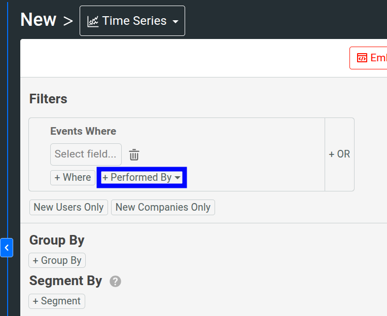 'Performed By' menu in a Time Series chart