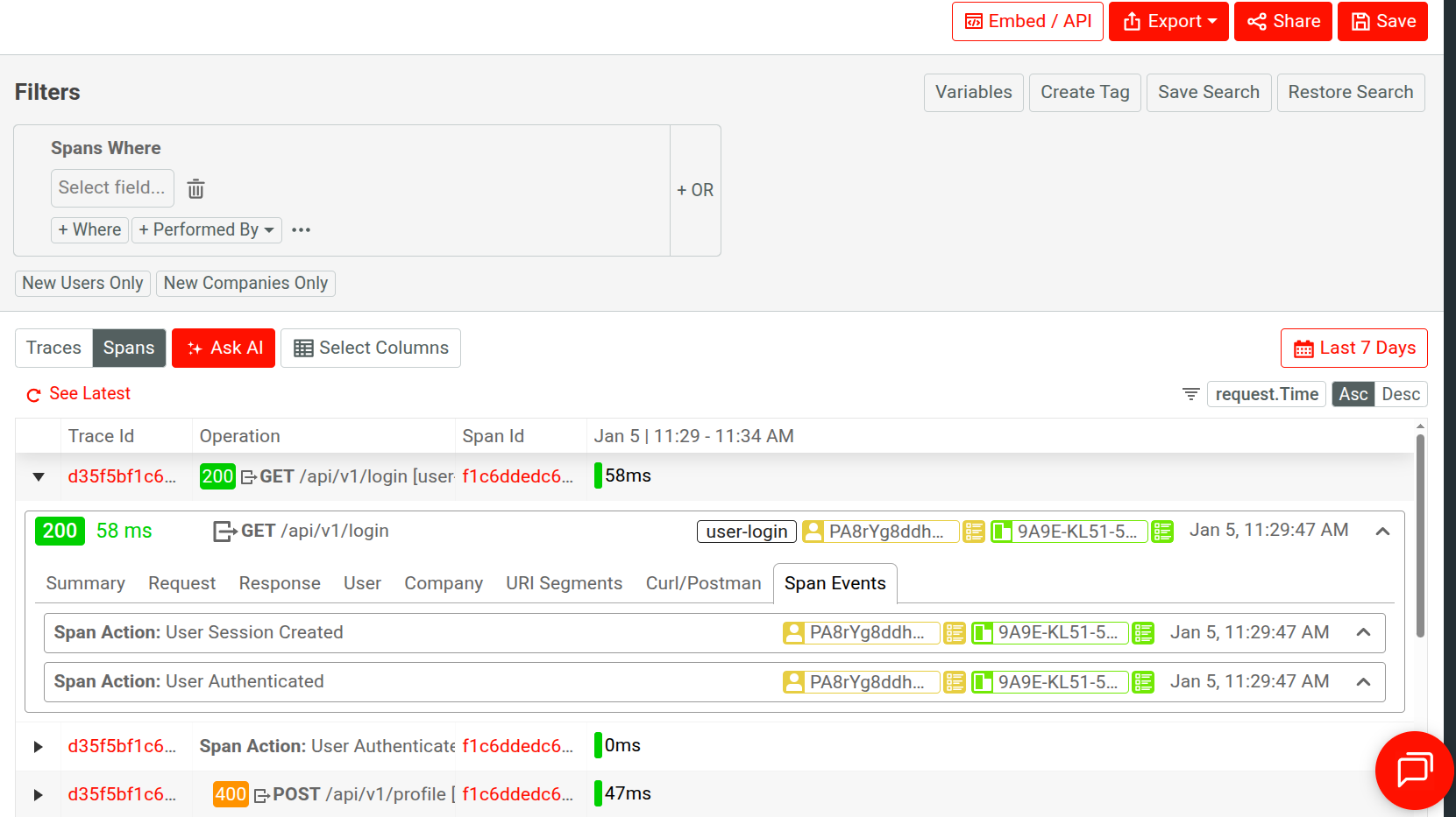 Accessing span events data for a span Span Events tab for a span in Trace Explorer
