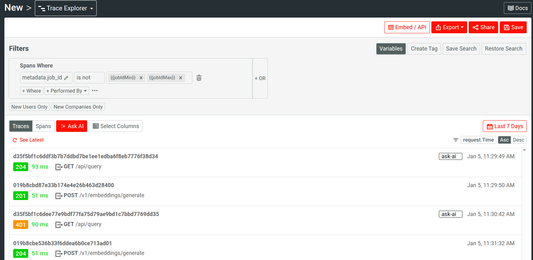 Using named variables in Trace Explorer. Using named variables.