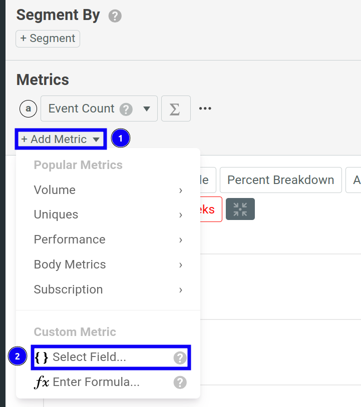Add custom event field in a Time Series chart