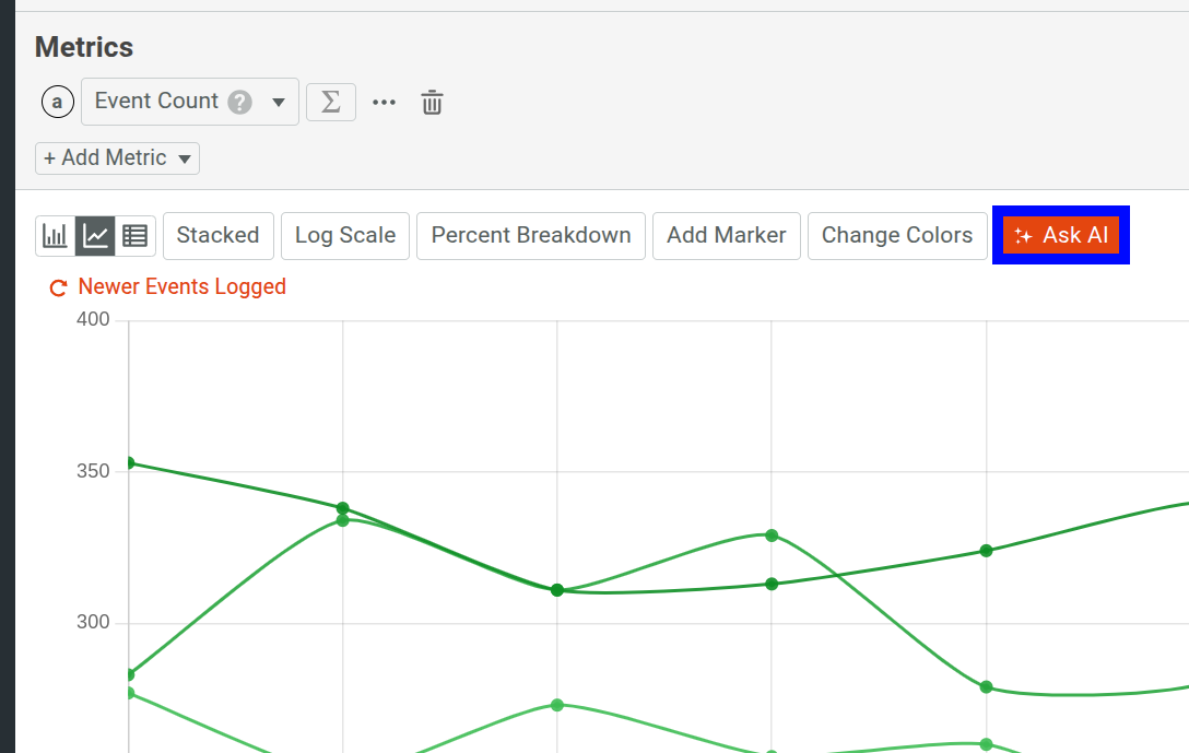 Ask AI button in a Segmentation workspace