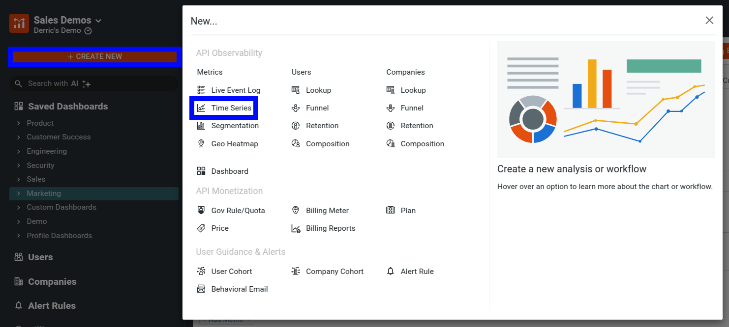Creating a new Time Series chart