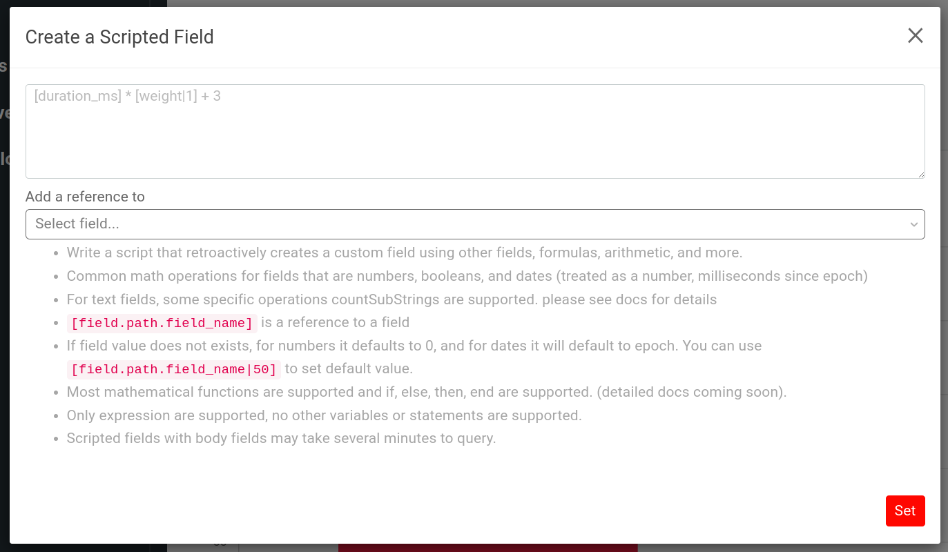 Scripted field dialog