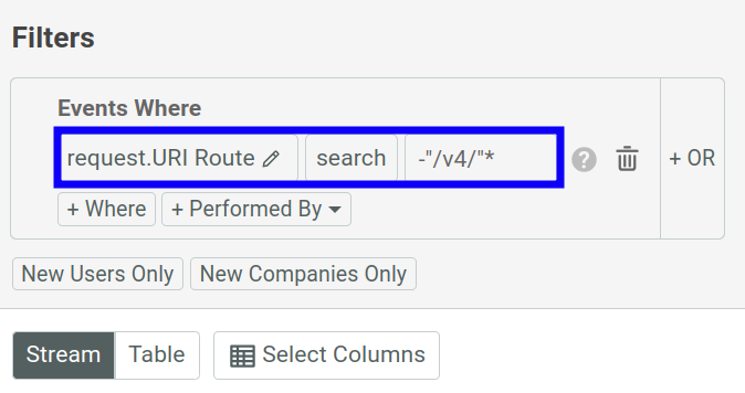 The 'search' function in filters
