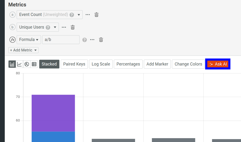 Ask AI button in a Segmentation workspace