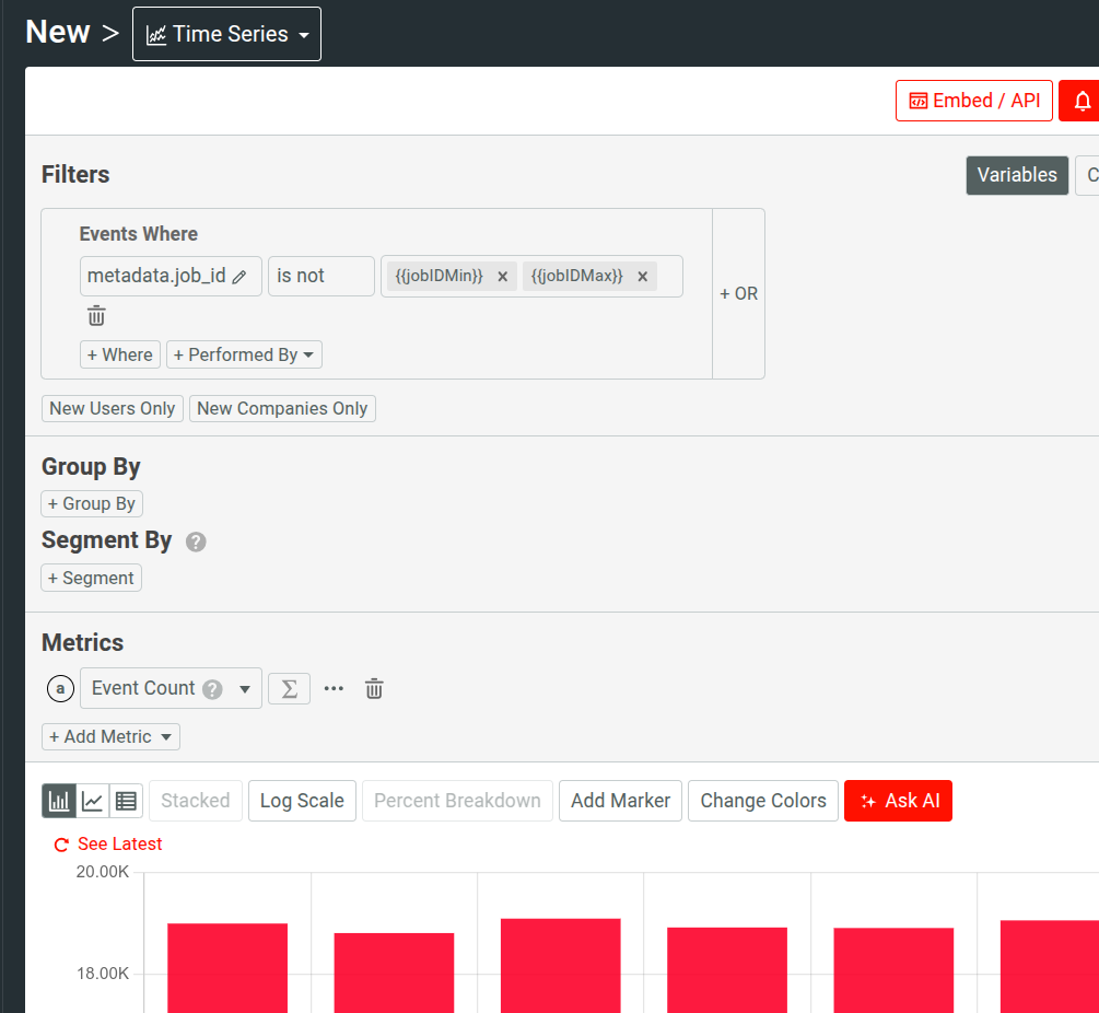 Using named variables in a Time Series workspace. Using named variables.