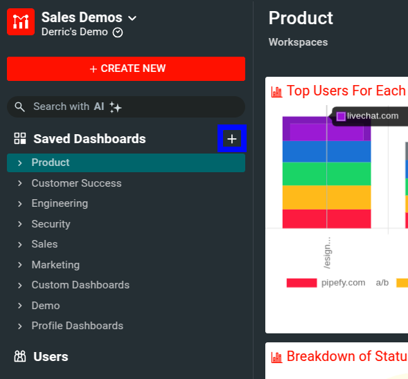 Creating a new dashboard