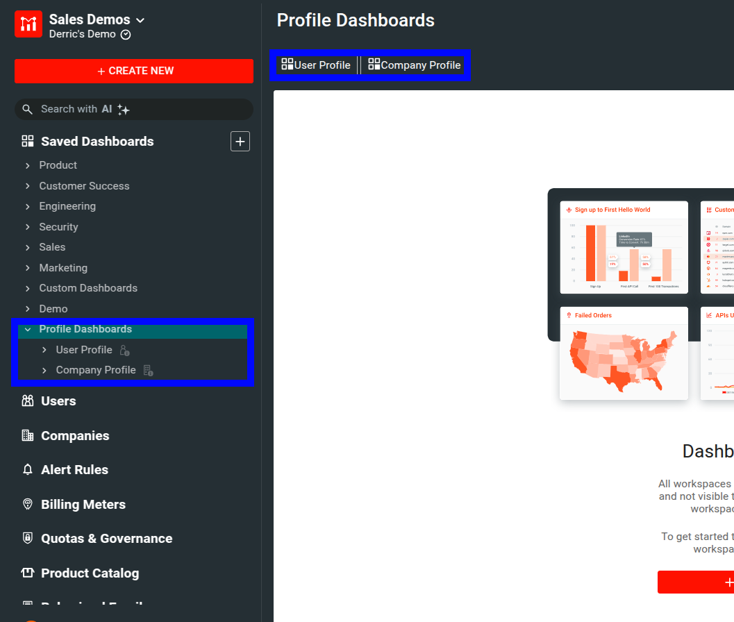 Profile Dashboard Dropdown