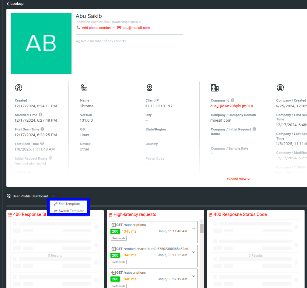 Switch Template in User Profile