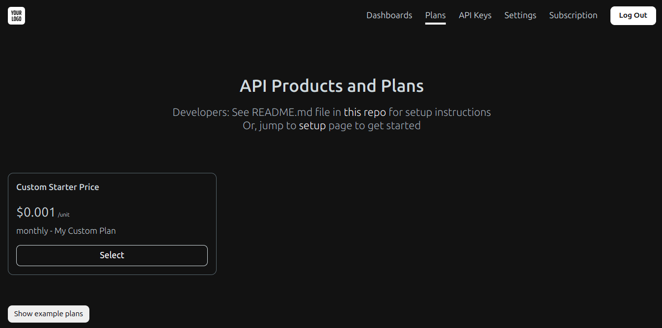 Plans page in the Developer Portal showing a custom plan