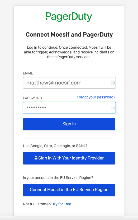 PagerDuty Moesif authorization