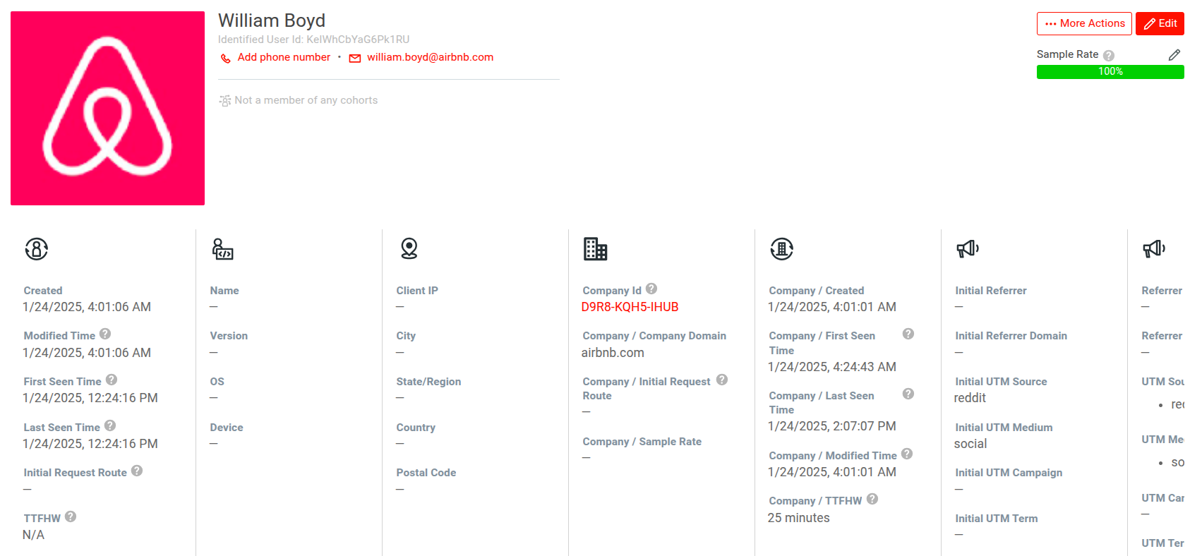 A user profile in Moesif