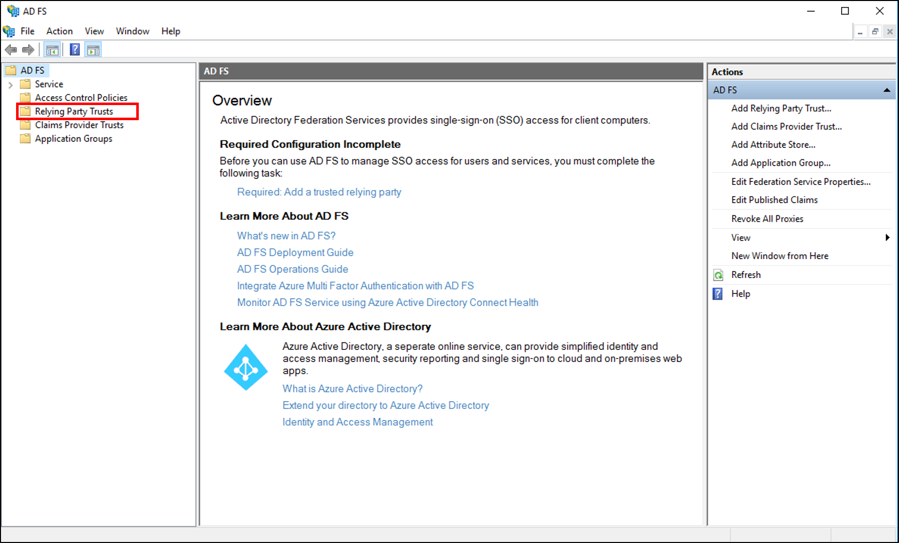 Select Replaying Party Trust