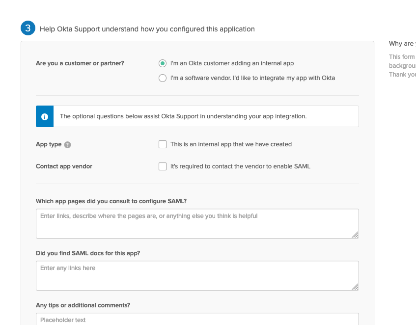 Okta Create Application Feedback