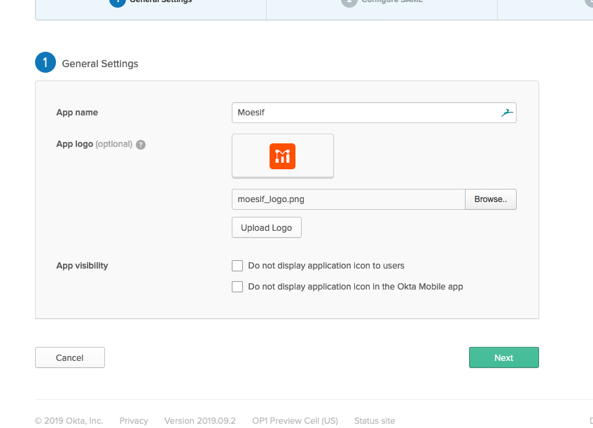 Okta Create Application General Settings