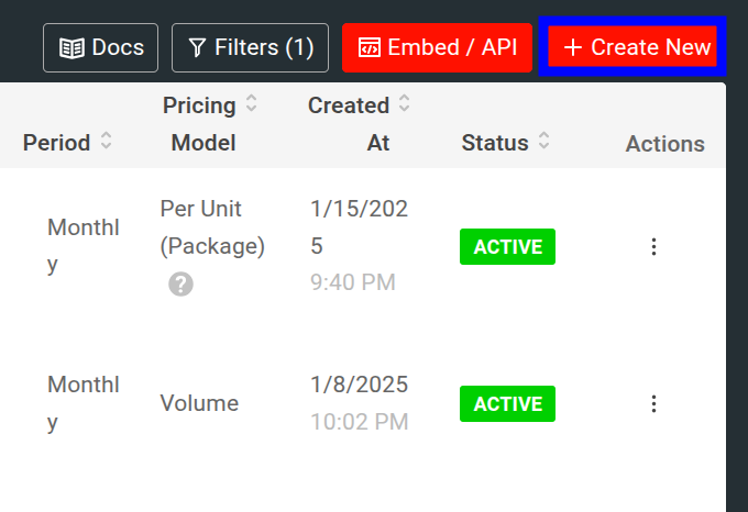 Create price button in Moesif