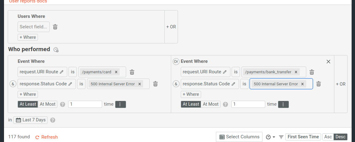 Saved cohort filters order of operations