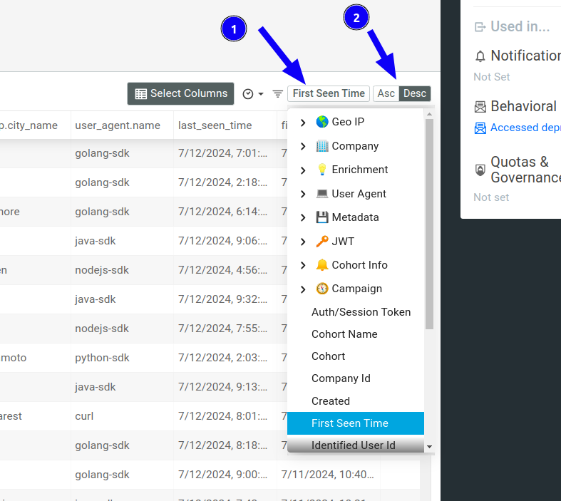 Sorting in a Cohort table