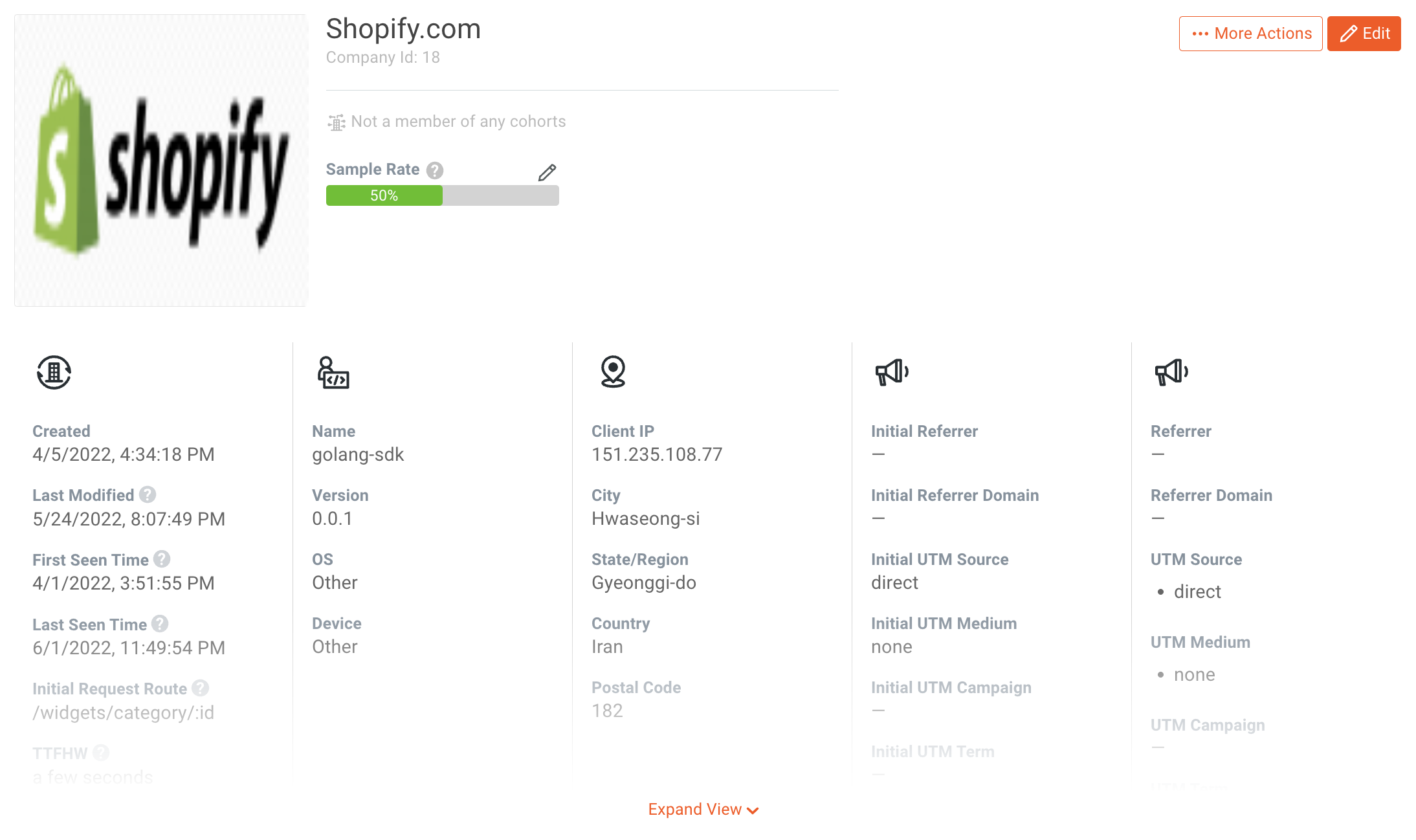 Sample Rate Set in Company View